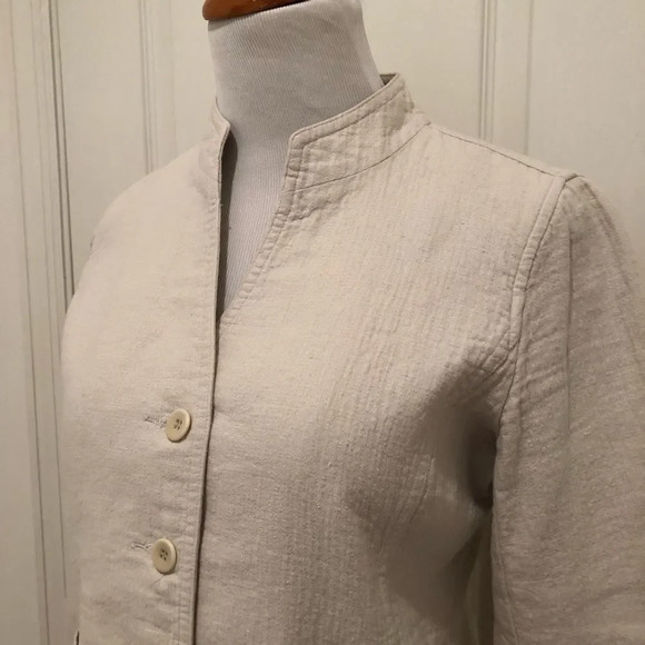 Eileen Fisher Mandarin Collar Button Down Blazer - Picture 4 of 8